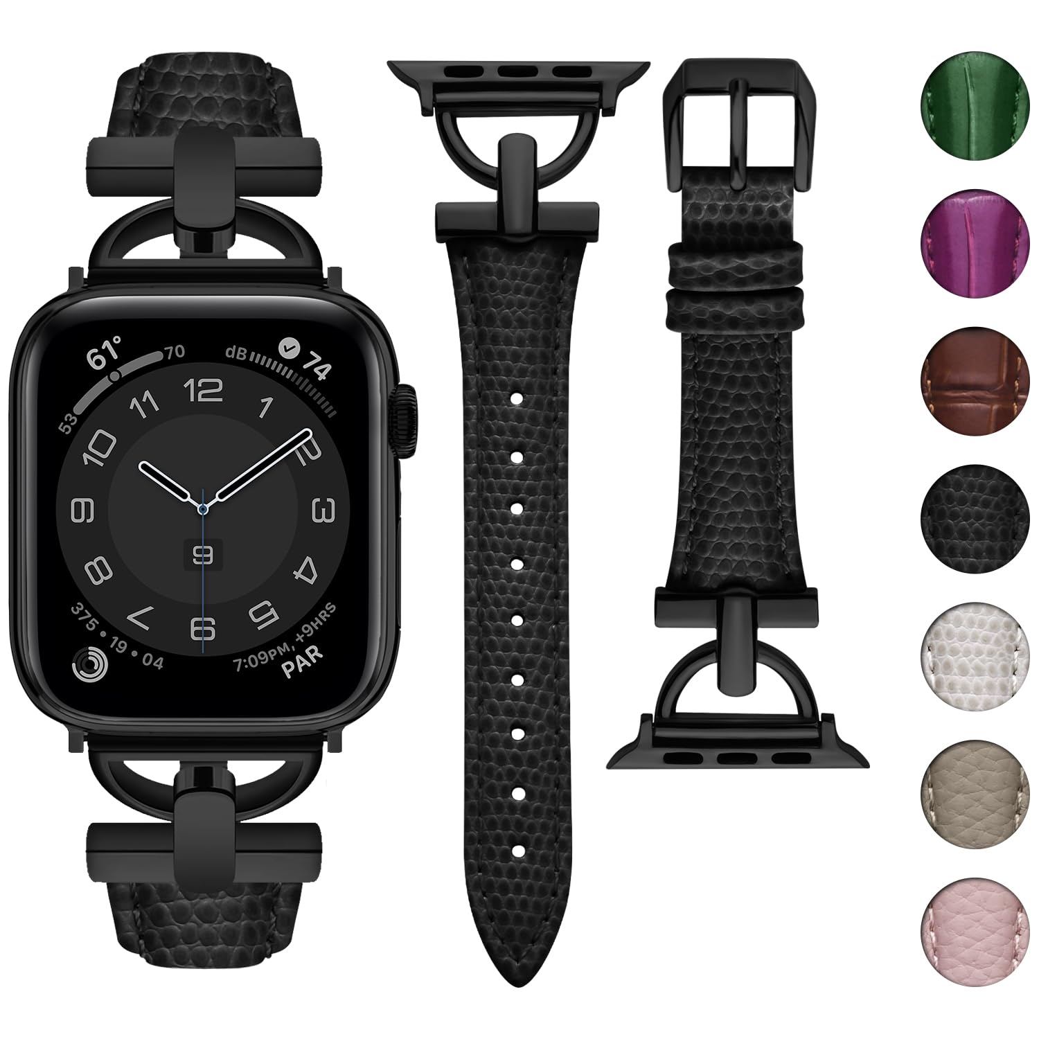 wutwuk Lederarmband Kompatibel mit Apple Watch Armband 42mm 41mm 40mm 38mm 46mm 45mm 44mm 49mm Damen Lederband mit D-förmiger Schnalle für iWatch Series 10 9 8 7 6 5 4 3 2 1 SE Ultra