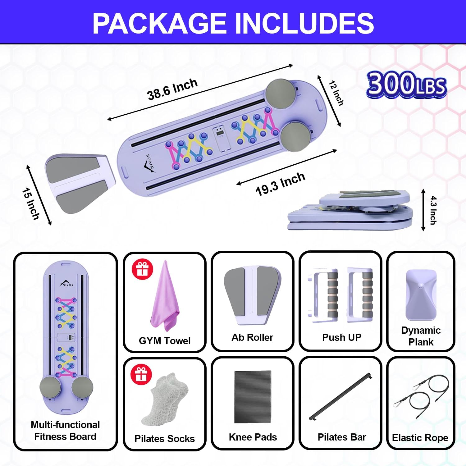 Pilates Board – Upgraded Foldable Pilates Reformer, 8 in 1 Pilates Board Set for Home Workout, 15 in 1 Abdominal Trainer Board to Revolutionize Your Fitness