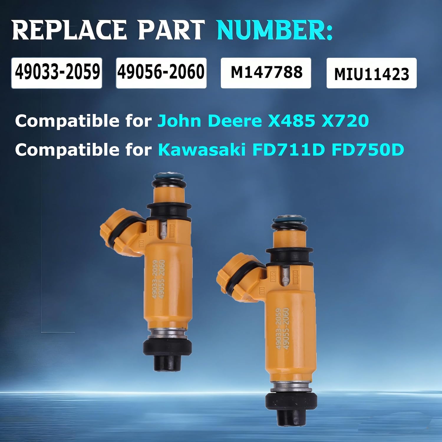 2Pcs Fuel Injectors 49033-2059 for John Deere 797 X485 X585 X720 X724 X728 X729 X730 X734 X738 Fuel Injector,Replacement for 49033-2059 49056-2060 M147788 MIU11423 Fuel Injectors Spray Nozzles