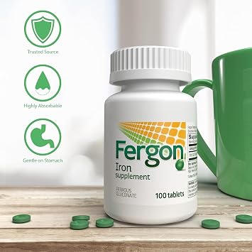 Fergon High Potency Iron Supplement Tablets 100 ea (Pack of 3)