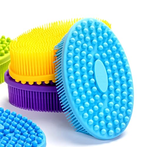 Miniatura 6 de Cepillo sensorial prémium para niños o autismo, limpiador corporal de silicona suave, 2 en 1, cepillos sensoriales de terapia ocupacional, esponja