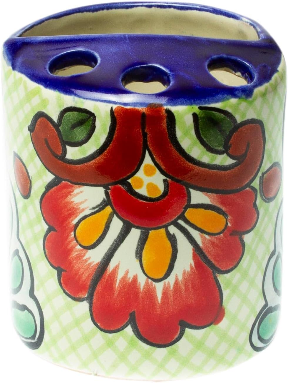 Novica Handmade Hidalgo Bouquet Ceramic Toothbrush Holder