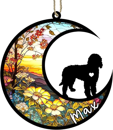Miniatura 17 de Memorial personalizado para perro, adorno de Navidad de perro pastor alemán con nombre, razas personalizadas, atrapasador de luz para pérdida