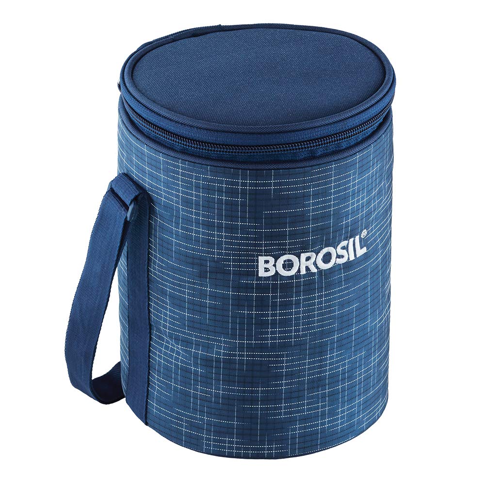 Borosil Indigo Lunchbox with Bag | 3 pc Borosilicate Glass Round Container Set (400 ml Each) | Microwave & Dishwasher Safe, Leak Proof | Tiffin for Office, School, College | Blue - Image 9 thumbnail