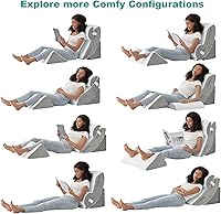 Vista 15 de Hansleep Juego de 6 almohadas ortopédicas de cuña para dormir, juego de almohadas postoperatorias ajustables para aliviar el dolor corporal, espalda