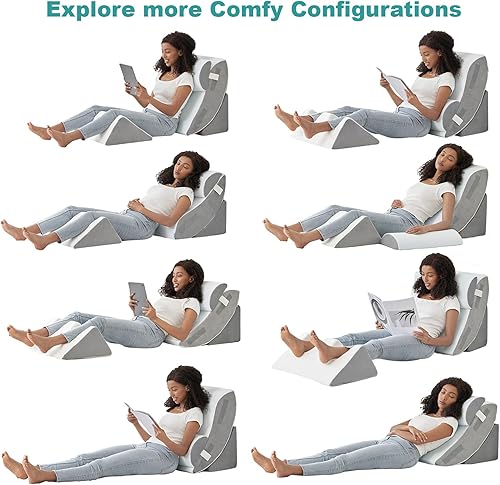 Miniatura 5 de Hansleep 4 almohadas ortopédicas de cuña para dormir, juego de almohadas postoperatorias ajustables para alivio del dolor corporal, espalda y