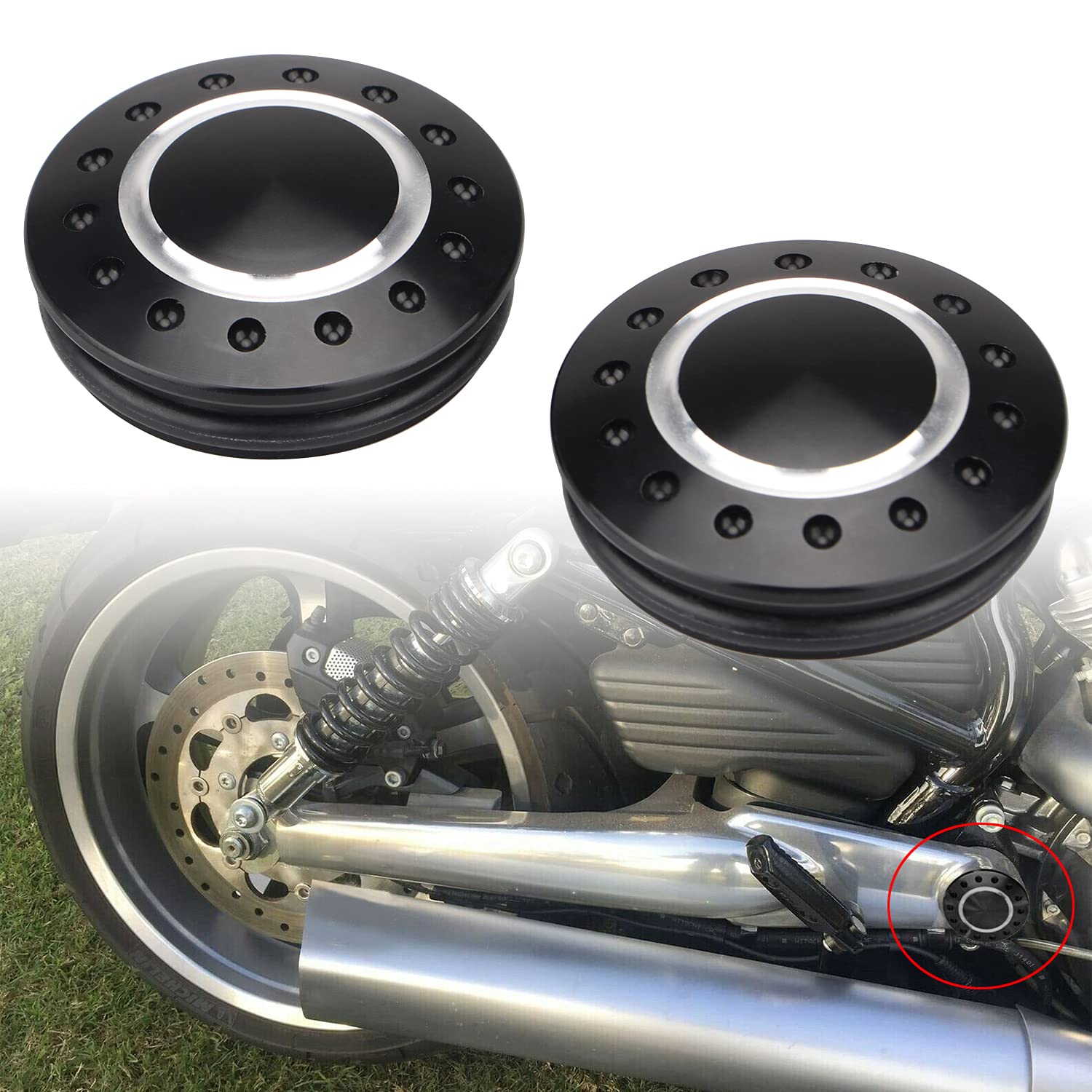 Cache de boulon de bras oscillant CNC pour Harley Street Rod Night Rod Special V-Rod VRSCAW Muscle VRSCF 2006-2017 - Noir
