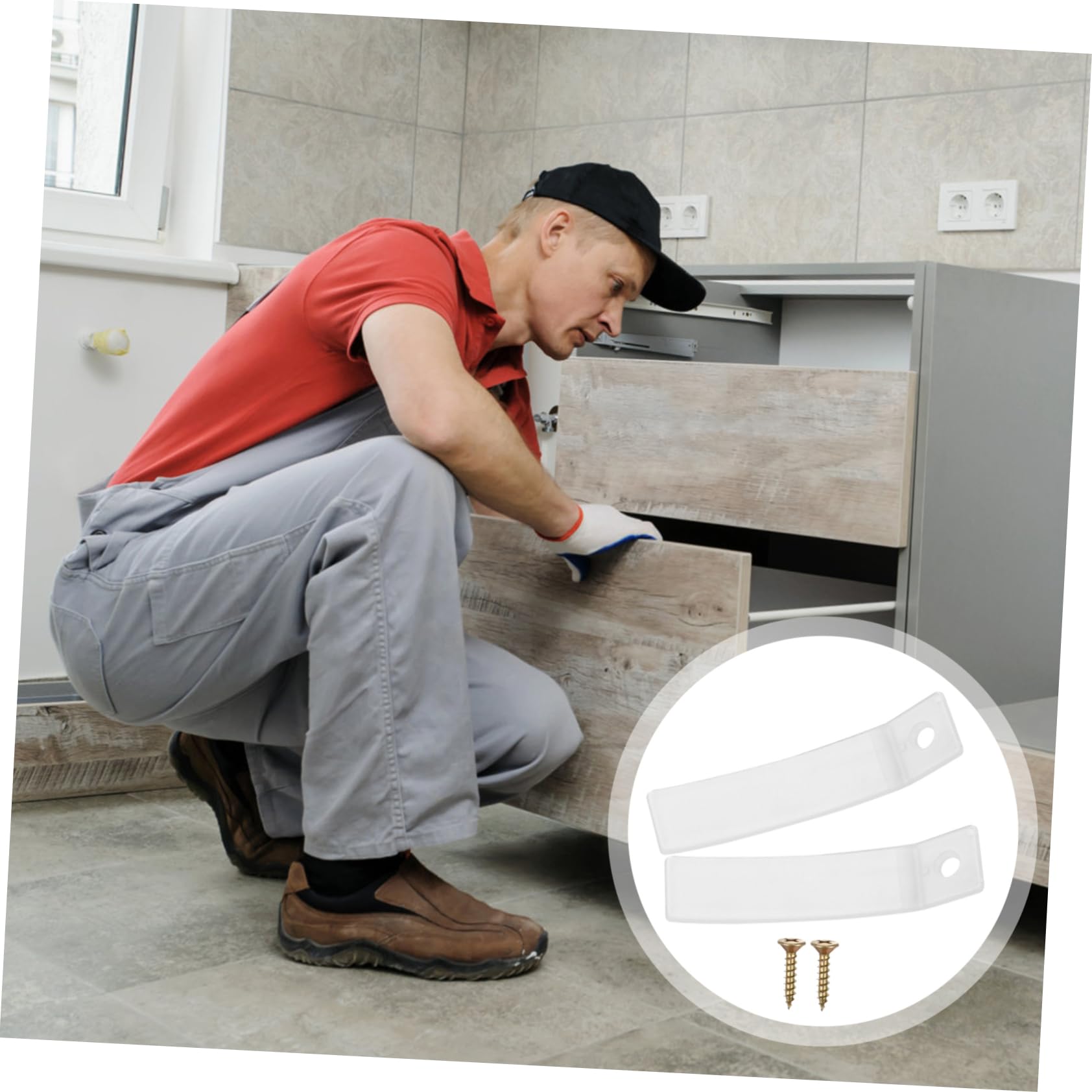 LIFKOME 1Set Transparent Drawer Stoppers Non Slip Drawer Guides with Screws for Dresser Cabinet Repair for Proofing and Secure Storage