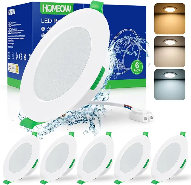 HOMEOW LED Einbaustrahler 230V 7W Set - 6er Deckenspots mit 3 Farbtemperaturen
