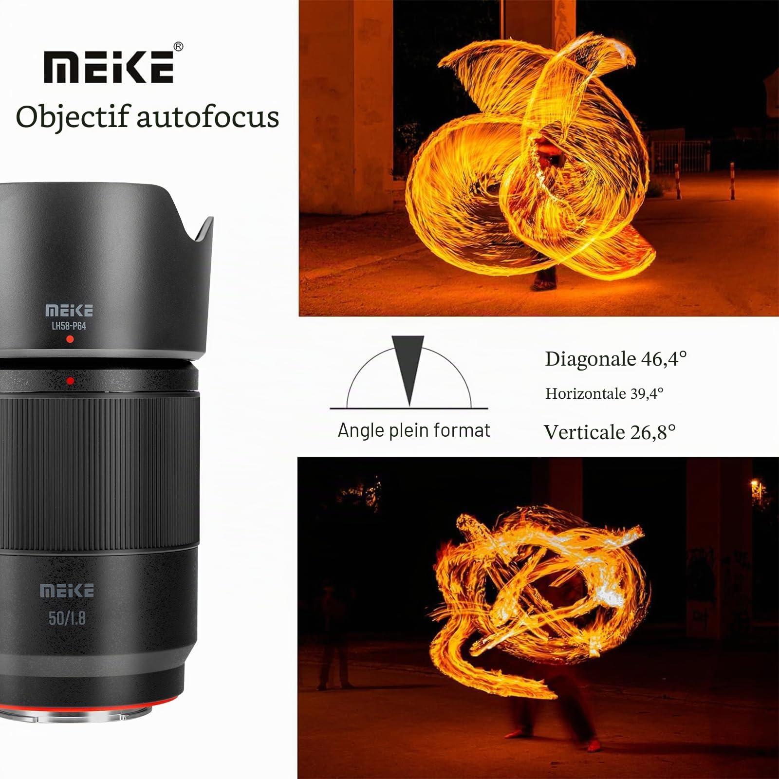 Meike 50 mm F1.8 Auto Focus STM Moteur Pas à Pas Plein Cadre Portrait Objectif Compatible avec Les appareils Photo Sony E Mount A7 A7R A7IV A7R IV A7III A7RII A7RIII A7SIII A9 A7C A7CII