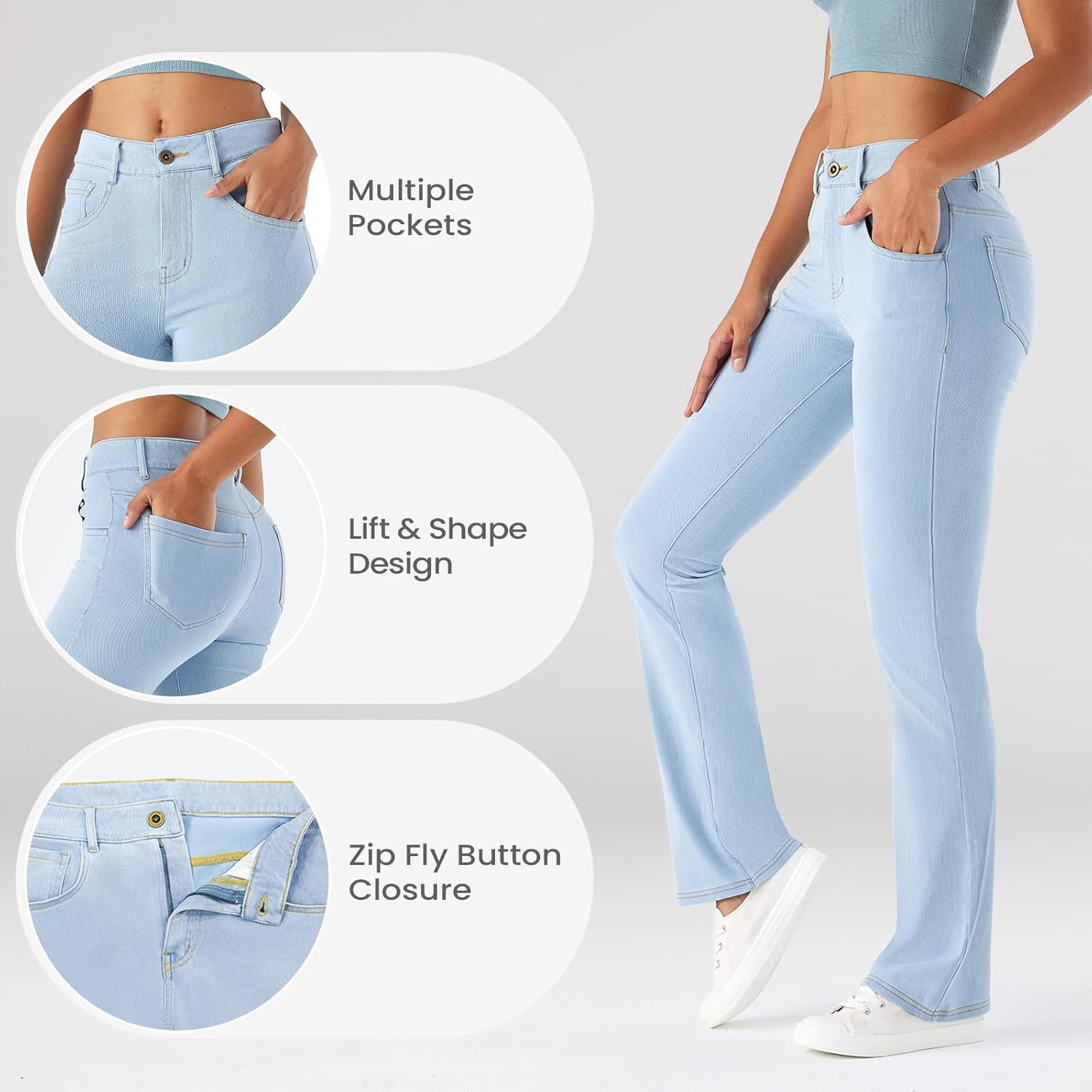 High Waisted Bootcut Jeans for Women, Fitted with Soft Stretch Fabric for Straight Leg Fit & Jeggings Comfort - Image 3