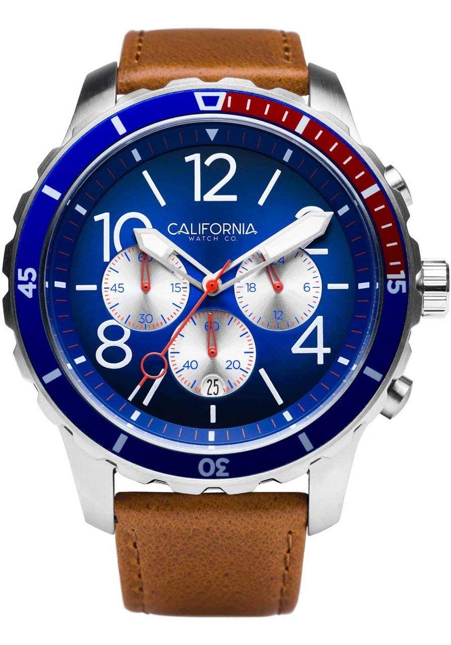California Watch Co.Mavericks Chrono Leather Brown Navy Red