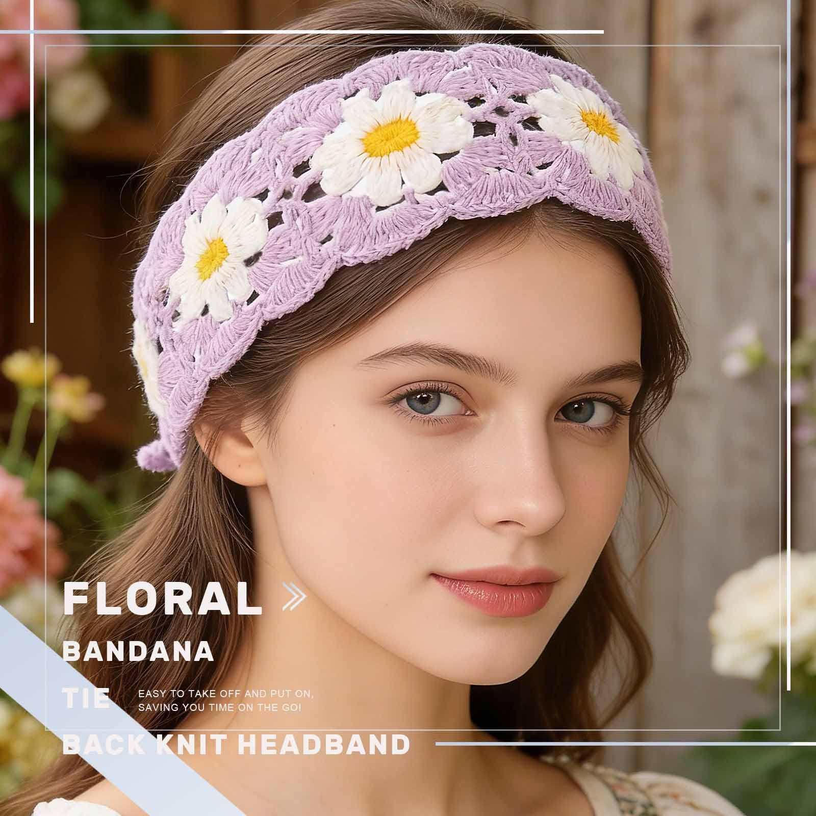 Amazon.com : Acenail Boho Headbands Crochet Floral Hair Bandanas