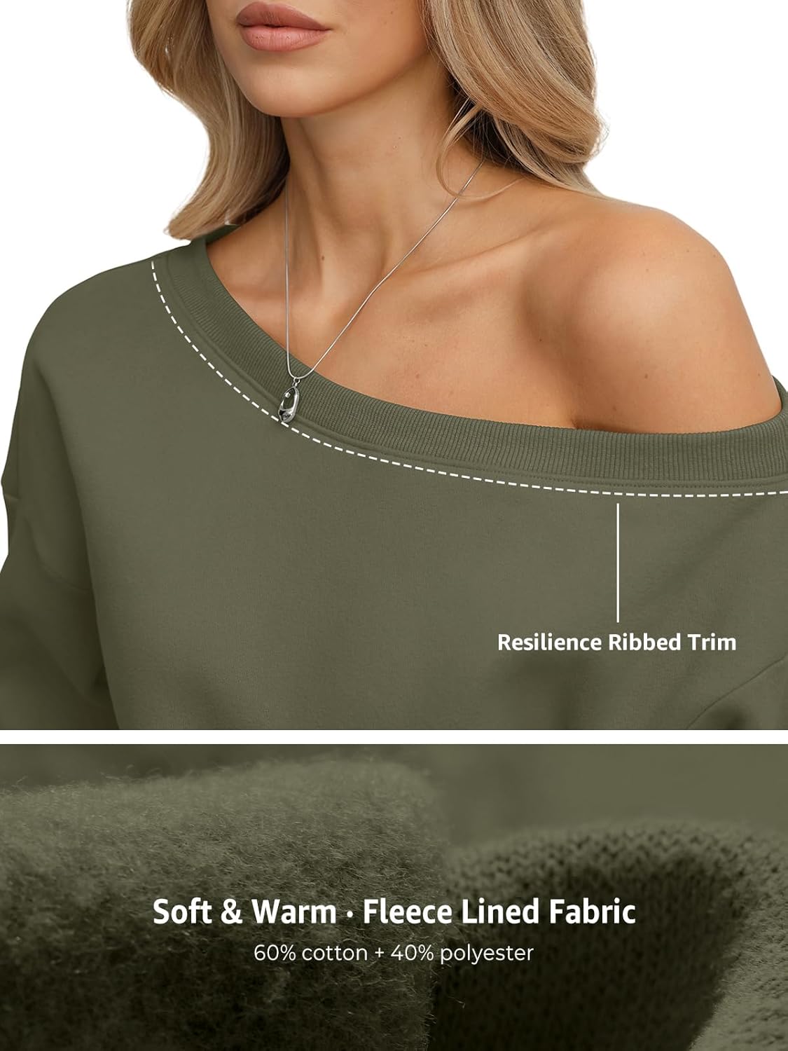 Womens Fleece Sweatshirts Oversized Off The Shoulder Pullover Tops Casual Long Sleeve Comfy Fall Outfits 2026 - Image 3