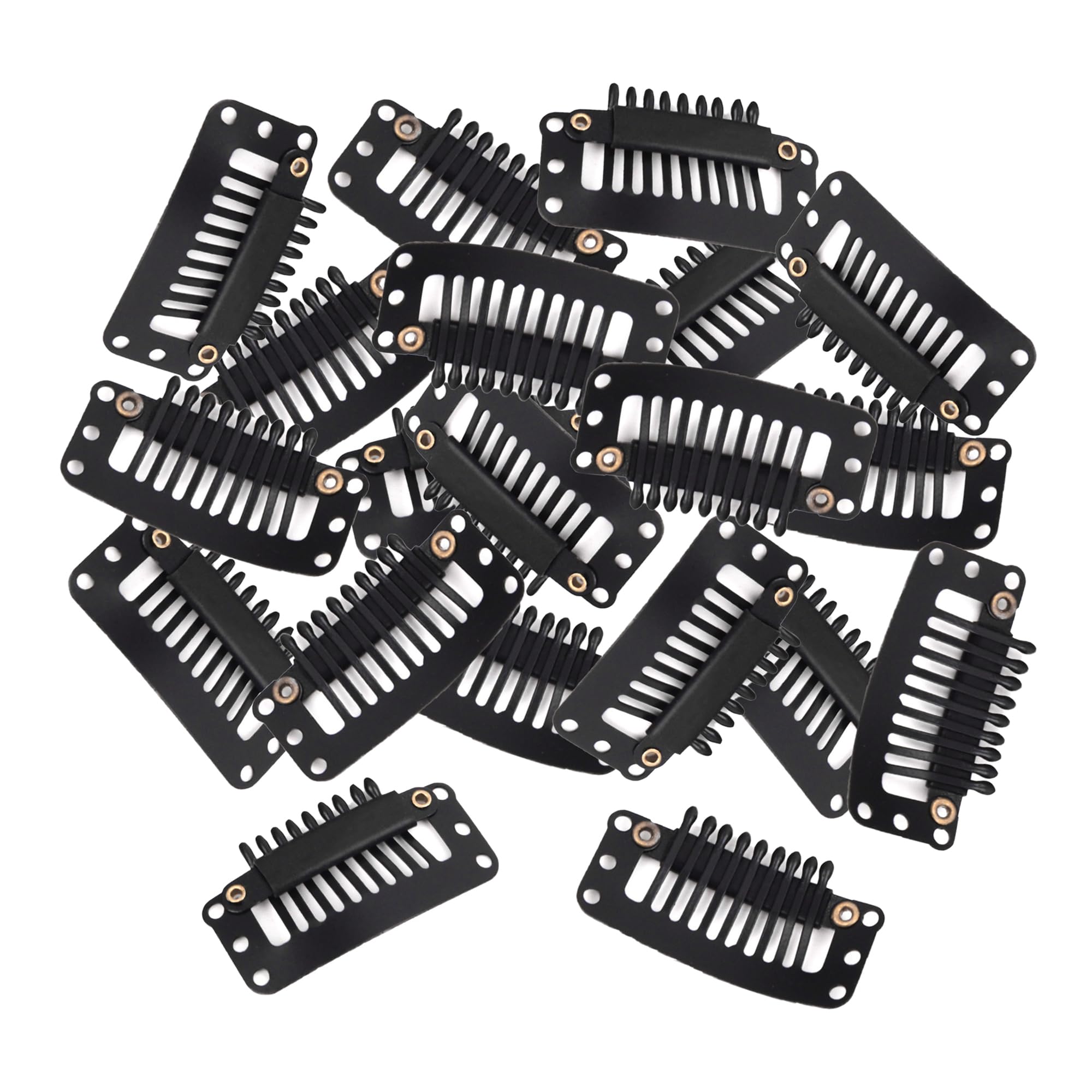 Richintol Hair Extension Clips,32mm 9-Teeth Wig Clips I-Shape Snap Hair Accessories for Women DIY Clip-ins Extensions Wig (20Pcs,Black)