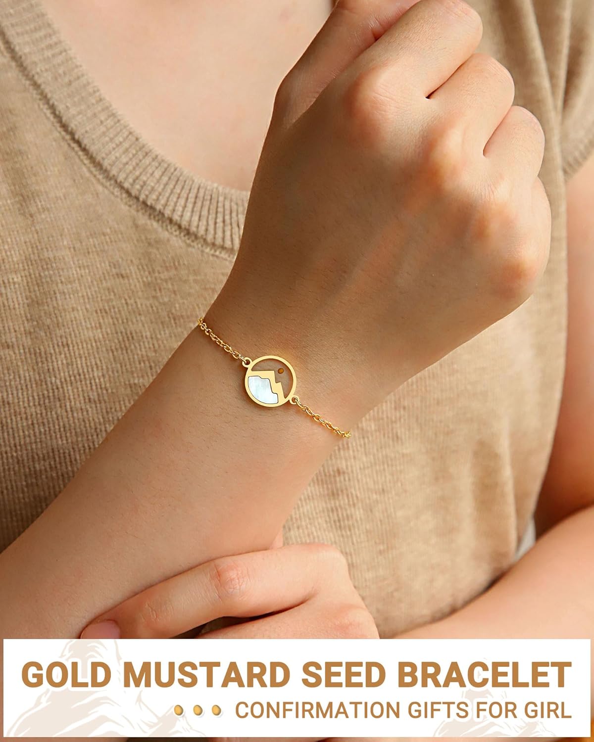 Gold Move Mountains-Mustard Seed Bracelet Baptism Confirmation Catholic Christian Easter Gifts for Women Girls - Image 2