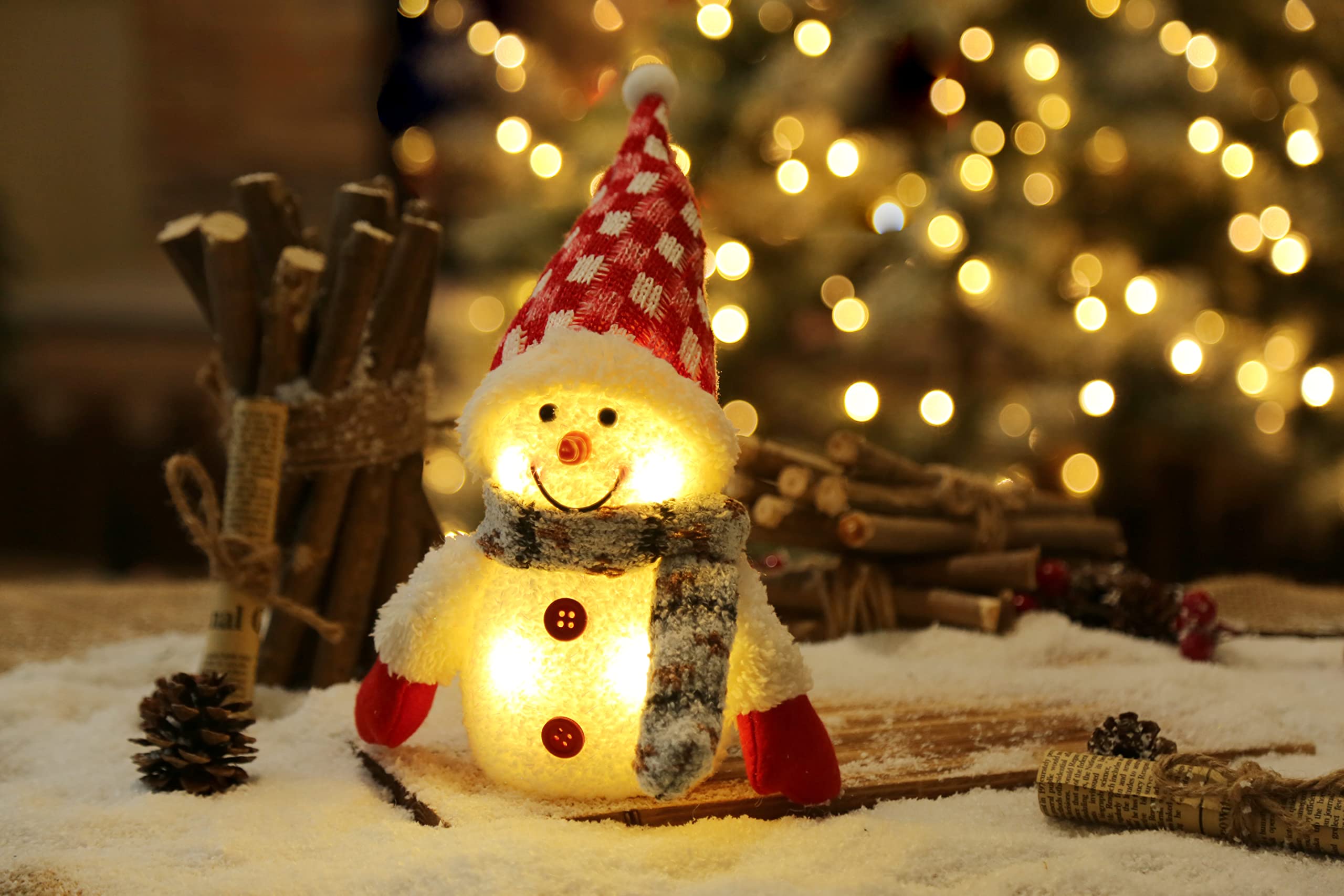 Bambelaa! Snowman Frosty Decorative LED Figures Christmas Small Grey