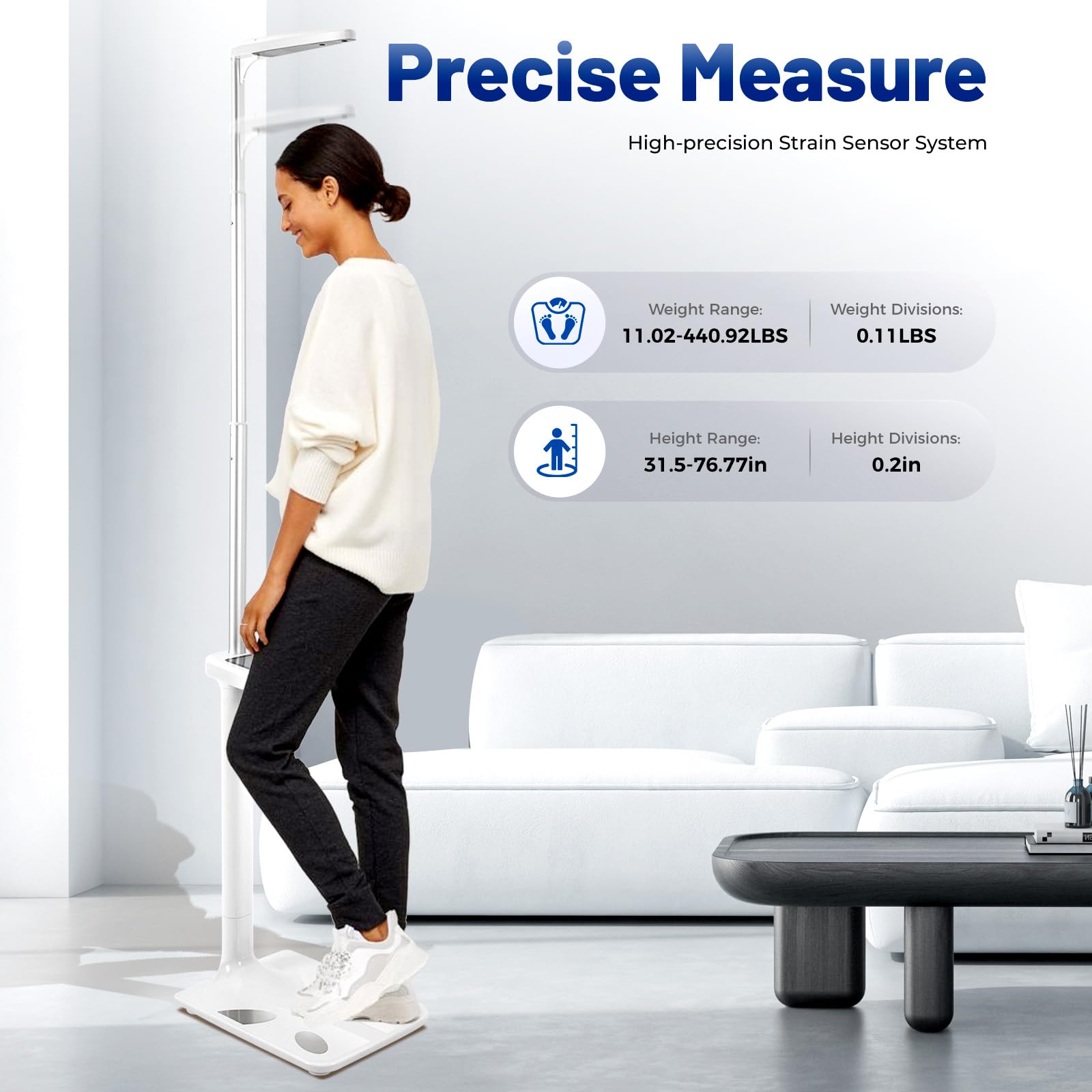 Bilancia digitale professionale per medici, 199,6 kg, multifunzione per medici e medici, bilancia ad ultrasuoni, per grasso, acqua, muscoli, ossa, calorie, BMI, display LCD