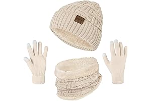 Loritta 3-Pieces Winter Hat Neck Warmer Touchscreen Gloves Set