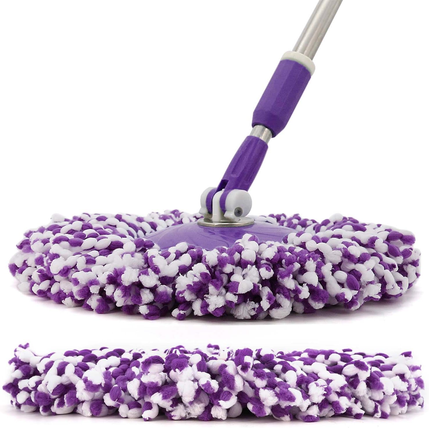3 Pack Spin Mop Replacement Head, Round Shape Standard Size Microfiber Mop Head Refills for Hurrican, Mopnad, Casabell and Other Standard Size Spin Mop Systems