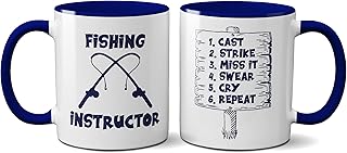 Kubek instruktora wędkarskiego - zabawny wędkarstwo nowość prezent pomysł na prezent herbata kawa wytrzymały uchwyt powlekany dino zmywarka / mikrofalówka bezpieczna sublimacja ceramika (kobaltowy uchwyt Prime)