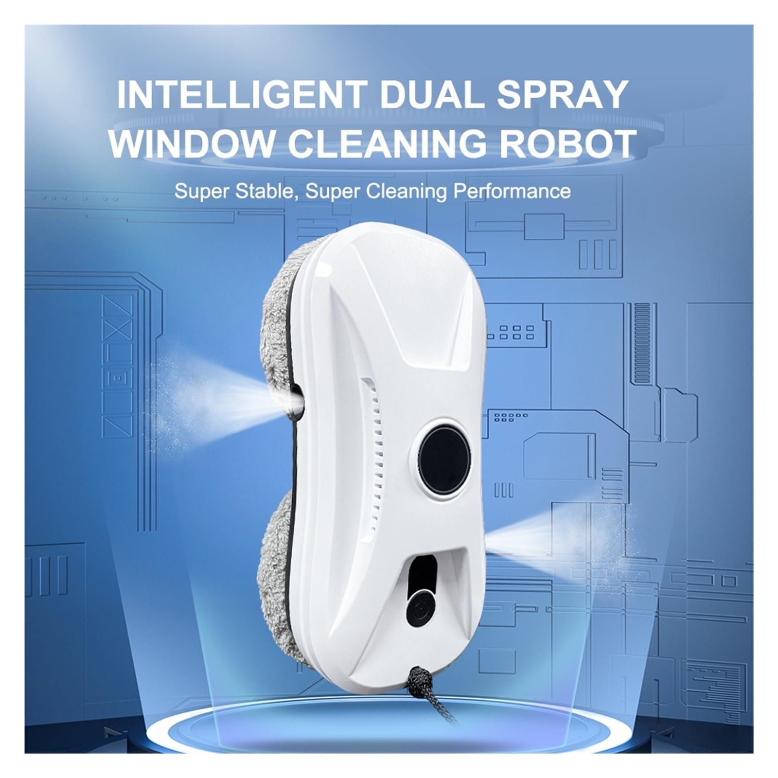 Inteligentny robot do mycia okien ze zdalnym sterowaniem, maszyna czyszczenia domu z automatycznym spryskiwaczem wody i funkcją antypoślizgową do gładkich powierzchni