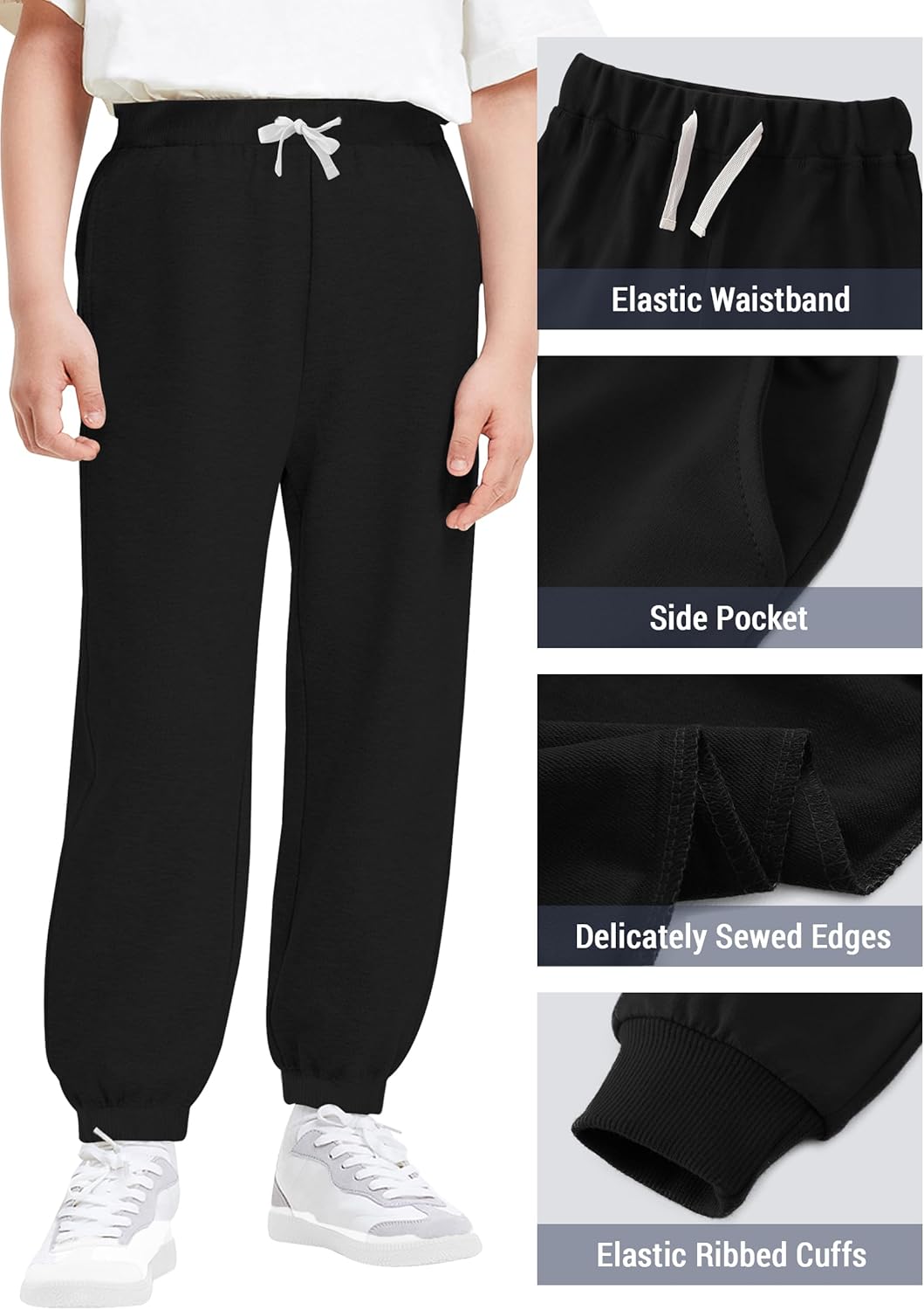 VOGRYE 3 Pack Boys Cotton Toddler Sweatpants Boys Joggers Pants with Pocket Drawstring for Kids 2T-14 Years - Image 4