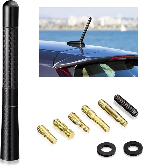 Bingfu Universal Vehicle Truck SUV Car Radio Aerial Antenna Topper M4.0 M5.0 M6.0 Screws Black Short Car Stereo FM AM Antenna Replacement Compatible with All Cars