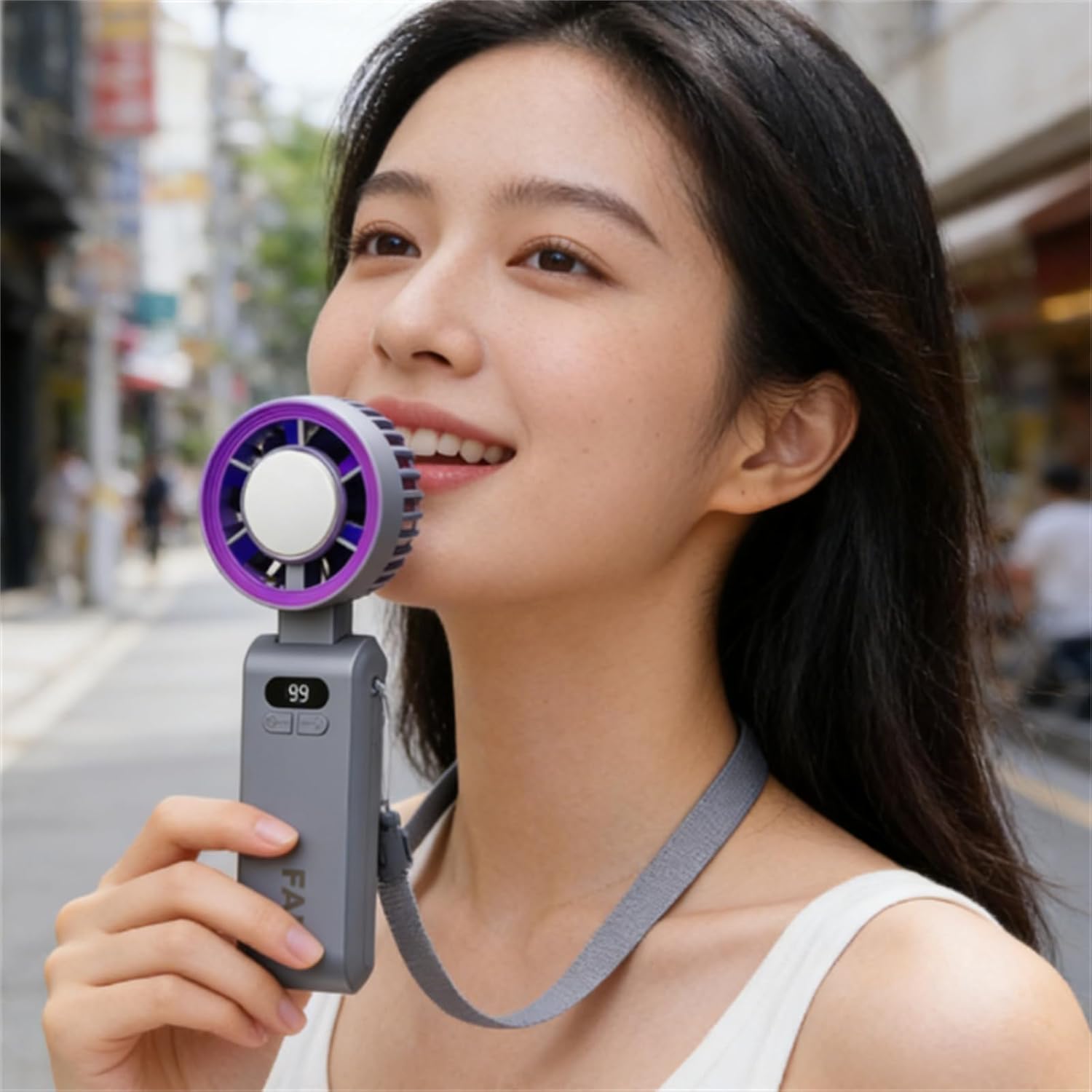 Portable Turbo Fan, Fast Cooling Handheld Fan with Lanyard 199 Gears, 3 in 1 Handheld Desk and Neck Fans, For Summer Travel Outdoors Commuting