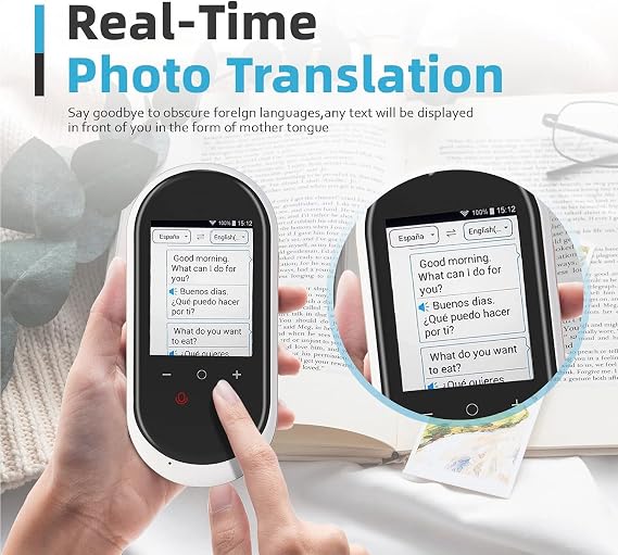 Language Translator Device Two-Way Instant Translator Device 106 Languages Support Voice & Text & Offline & Photo Translation High Accuracy Voice Translator Device for Travel Learning Business