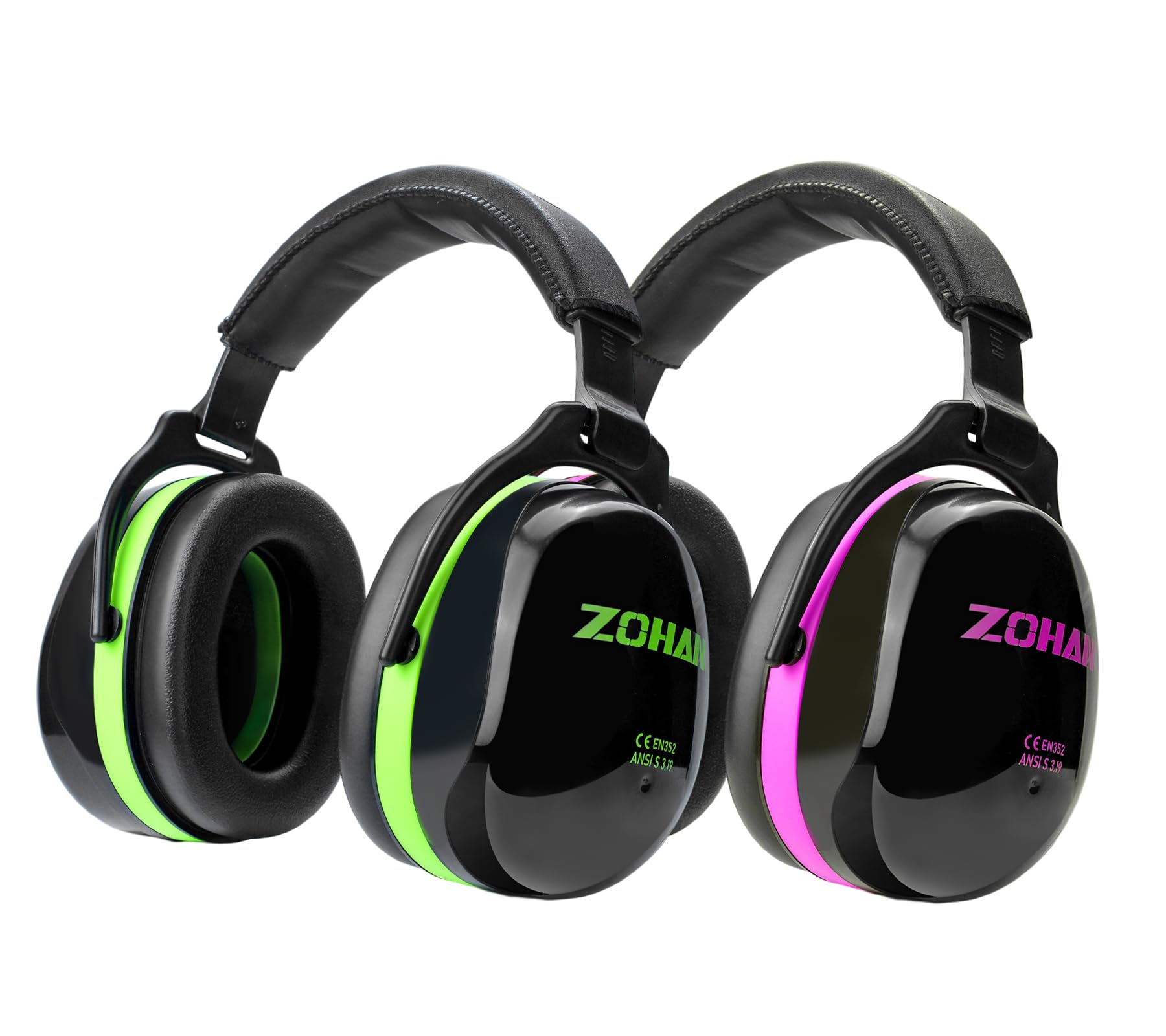 ZOHAN 012 Noise Reduction Earmuffs 2 Packs for Hearing Protection, NRR 28dB Adjustable Safety Ear Muffs for Mowing, Autism