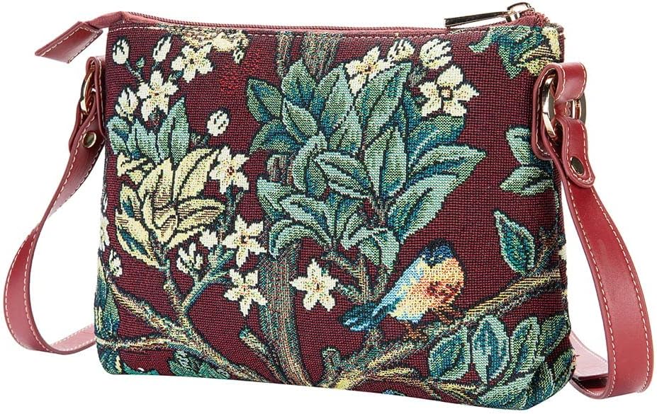 Signare Tapestry Crossbody Bag Shoulder Purse for Women In William Morris Tree of Life in Red (XB02-ART-WM-TLRD) - Image 4