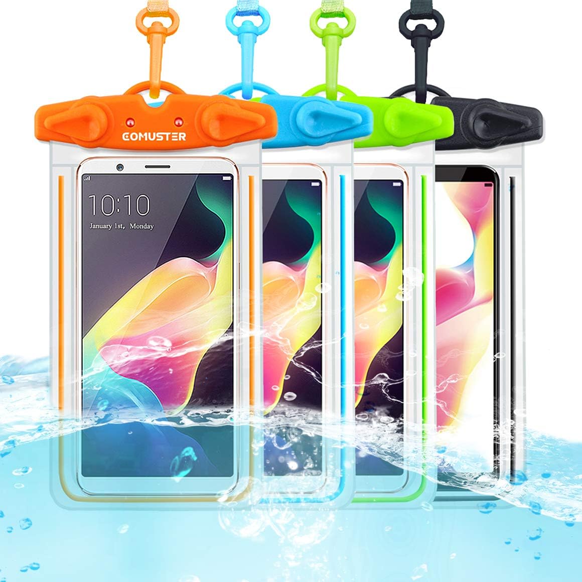 Universal Waterproof Case, 4 Pack IPX8 Underwater Clear Phone Pouch Dry Case Compatible with iPhone 11 Pro Xs Max XR X 8 8P Galaxy Pixel up to 6.5", Dry Bag for Beach Kayaking Travel or Bath