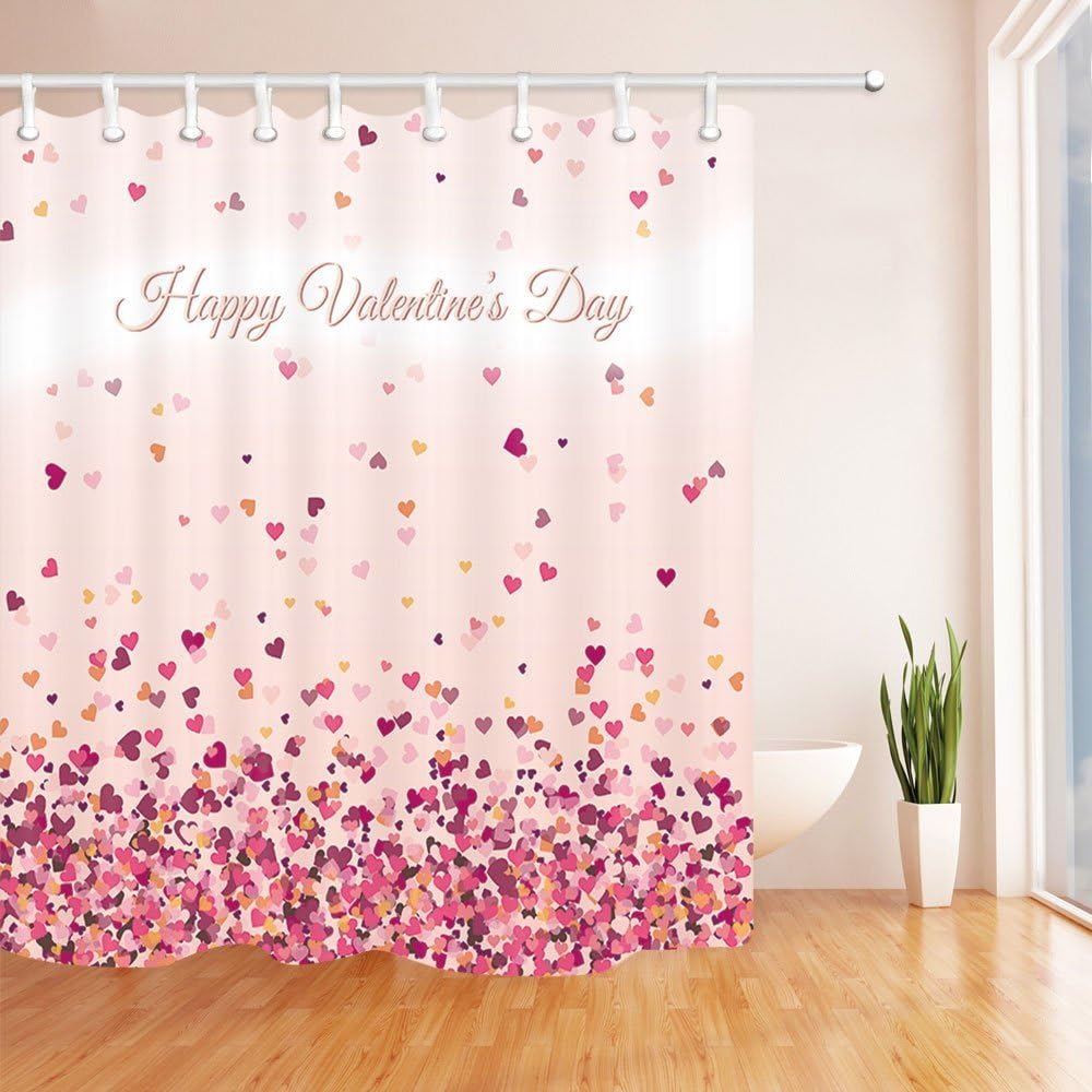 HiSoho Valentine's Day Shower Curtain, Colorful Heart