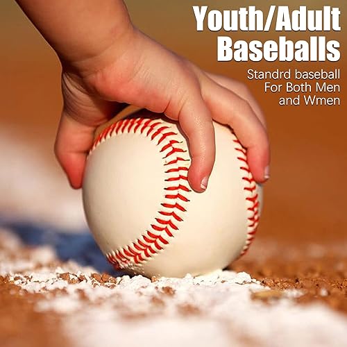 Miniatura 4 de GKK Paquete de 6 pelotas de béisbol de entrenamiento de práctica para niñosjóvenes, pelotas de béisbol de 9 pulgadas para lanzar lanzar autógrafos