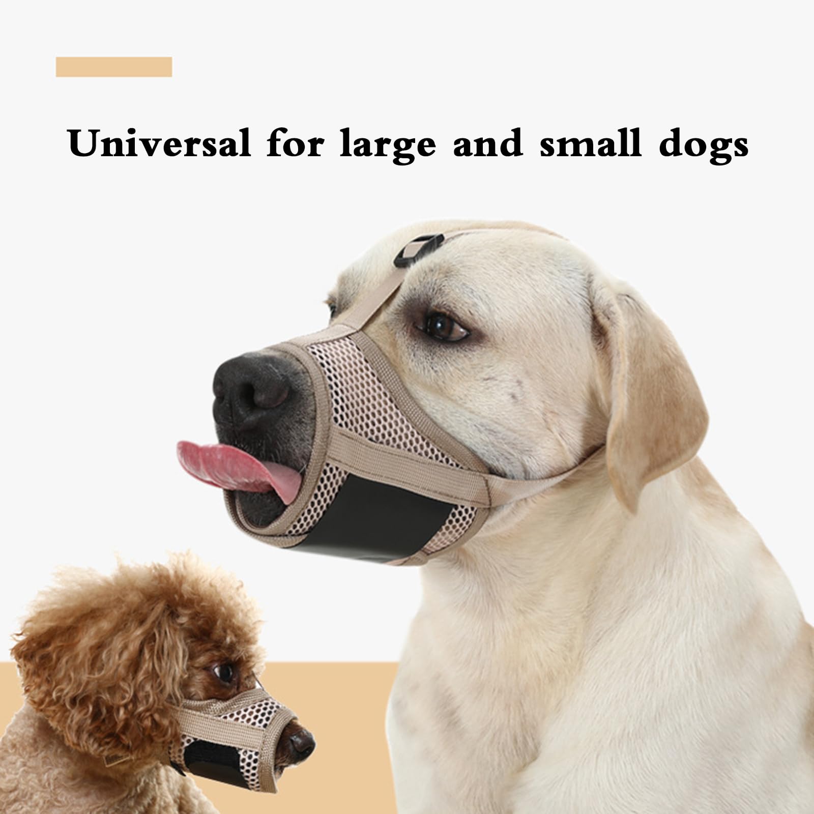 Bozal de Malla Suave for Perros, antimordeduras, de Malla, Suave, Transpirable, Ajustable, cómodo y Resistente a la abrasión.,Bozal para Perro(Khaki,XL)