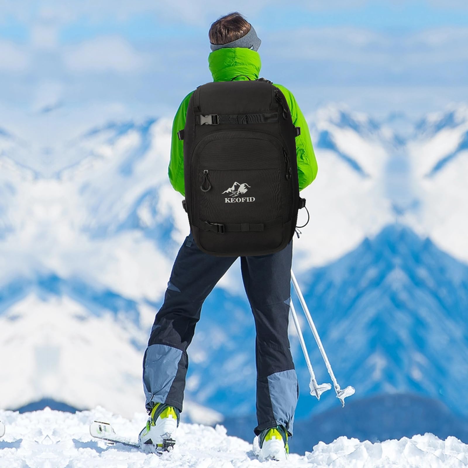 KEOFID Ski Boot Bag for Men and Women, 50L Ski Travel Backpack and Snowboard Bag