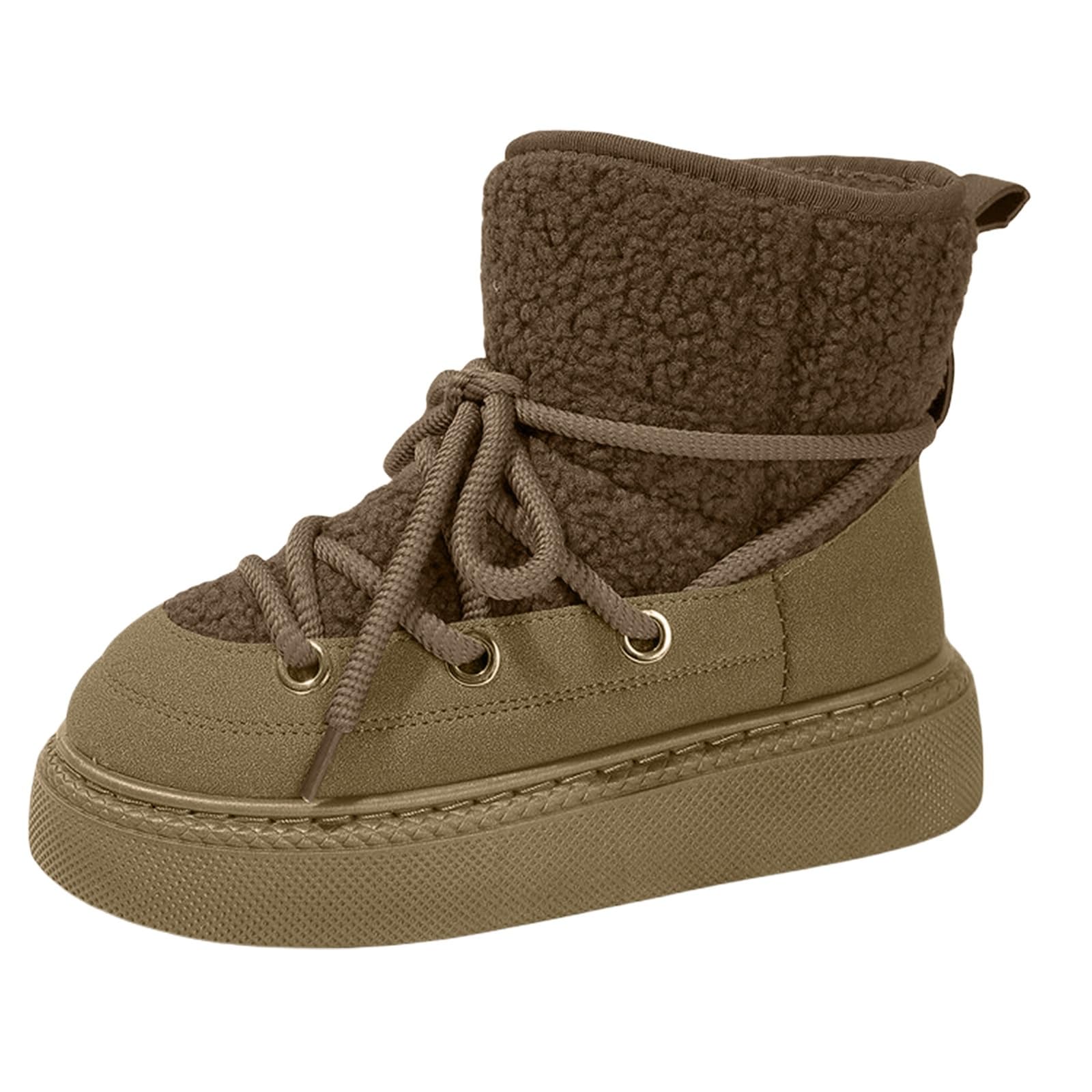 Womens Suede Sneakers Lightweight Fur-Lined Ankle Boots Platform Anti-Slip Winter Booties Comfort Faux Fur Outdoor Walking Boots Combat