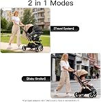 Gromast 2 in 1 Baby Stroller, Portable Travel Newborn Toddler Stroller with Cup Holder & UPF 50+ Canopy, One-Hand Automatic Folding - Khaki