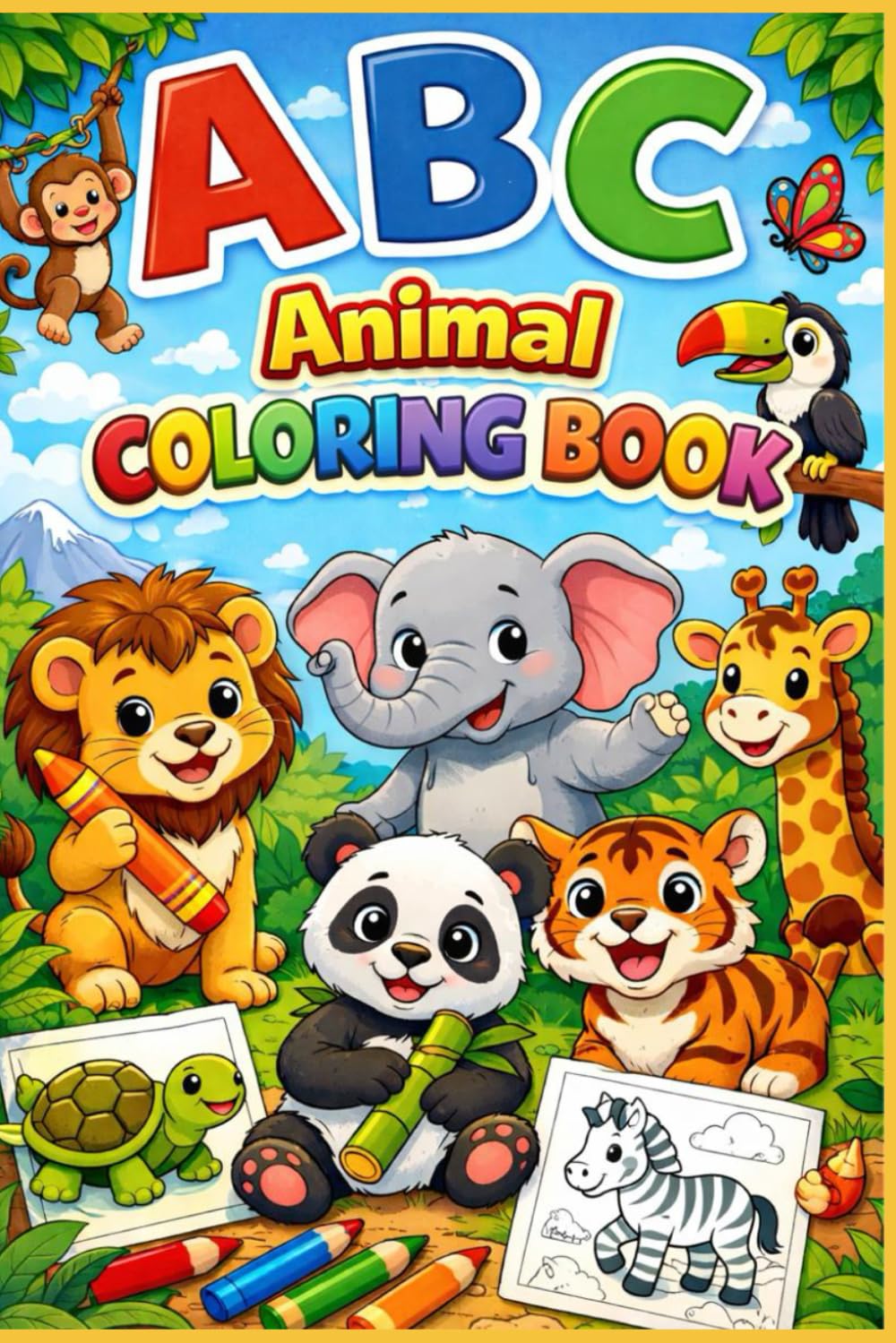 My First Coloring Book, ABC Coloring Book for Toddlers to Learn the Animals: Farm, Jungle, Sea, Easy Coloring Pages: Animals Coloring Book