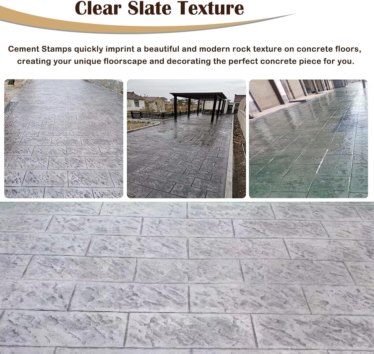 Slate Texture Embossed Concrete Stamp, Large Concrete Paving Stones for Garden Patio Pavement Yard, Soft Seamless Textured Skin Slate Pattern Tools