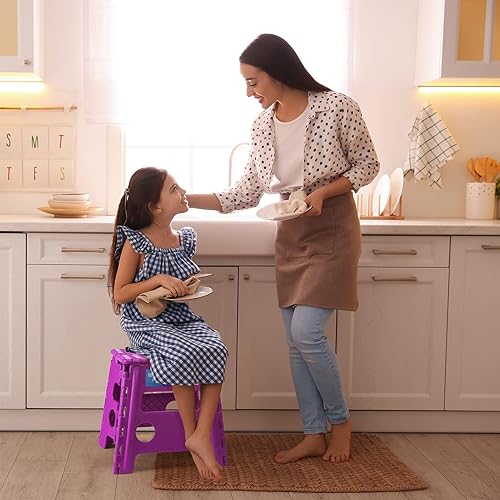 Miniatura 36 de Korpai Taburete plegable mejorado de 9 pulgadas para adultos y niños con capacidad para hasta 300 libras, taburetes plegables antideslizantes con