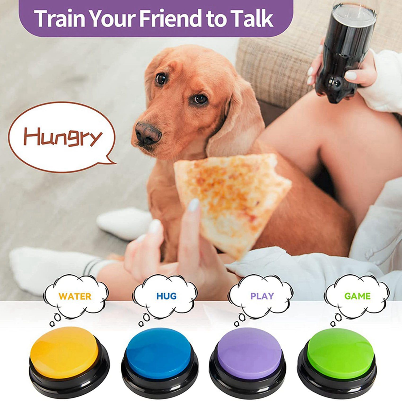 Botones Grabables para Perros, Botones para Perros para ComunicacióN Zumbador de Entrenamiento de Mascotas, Juego de Botones Parlantes para Perros, Regalo Divertido, 12 Piezas