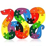 LovesTown Montessori Wooden Alphabet Puzzle for Toddlers, Snake ABC Learning Toys for Kids, Educational Preschool Jigsaw Puzzle for Early Childhood Development, Ideal Gift for Boys and Girls