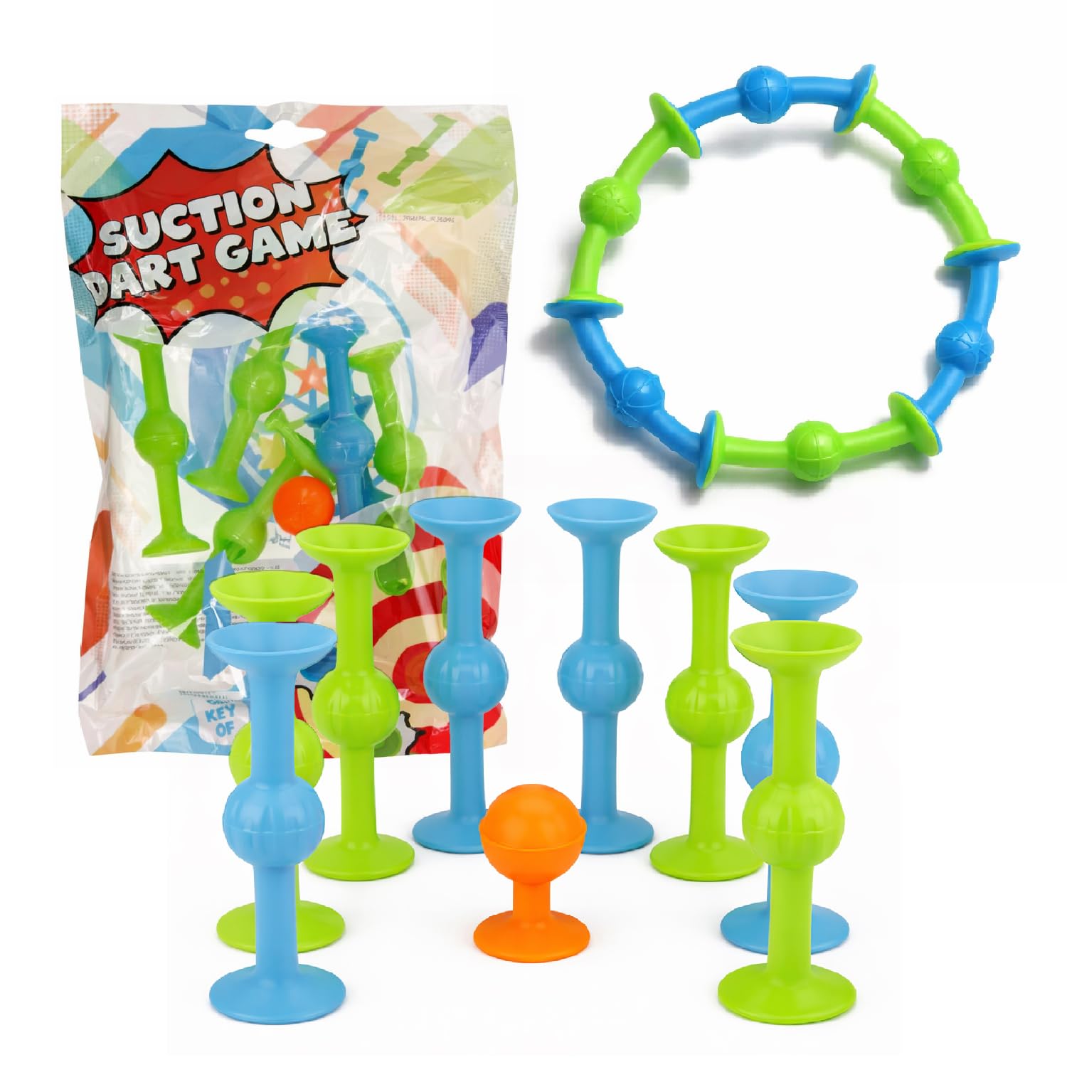 TIENDA EURASIA Juego de Dardos con Ventosa 9 Piezas Dardos de Silicona sin Látex Multicolor