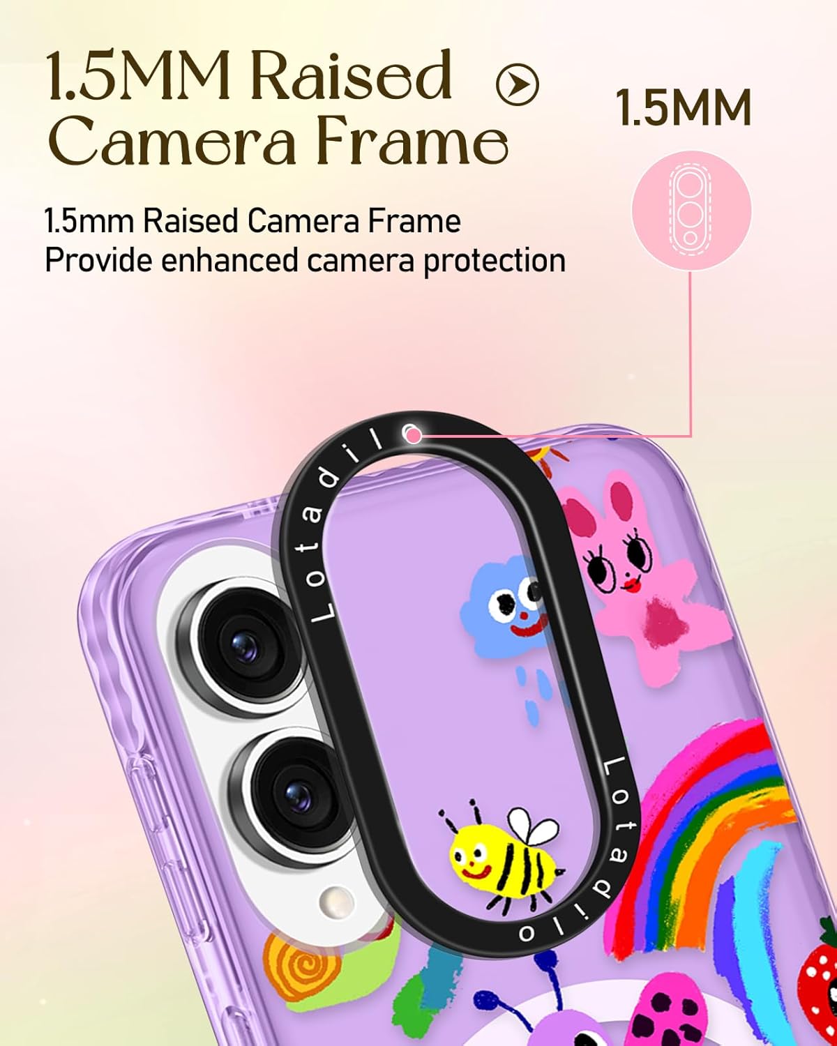 Cute Case for Samsung Galaxy S25 Edge for Women Girls - Funny Crayon Drawing Design Compatible with Magsafe Magnetic Ring Holder Kickstand Fashion TPU Phone Covers - Image 3