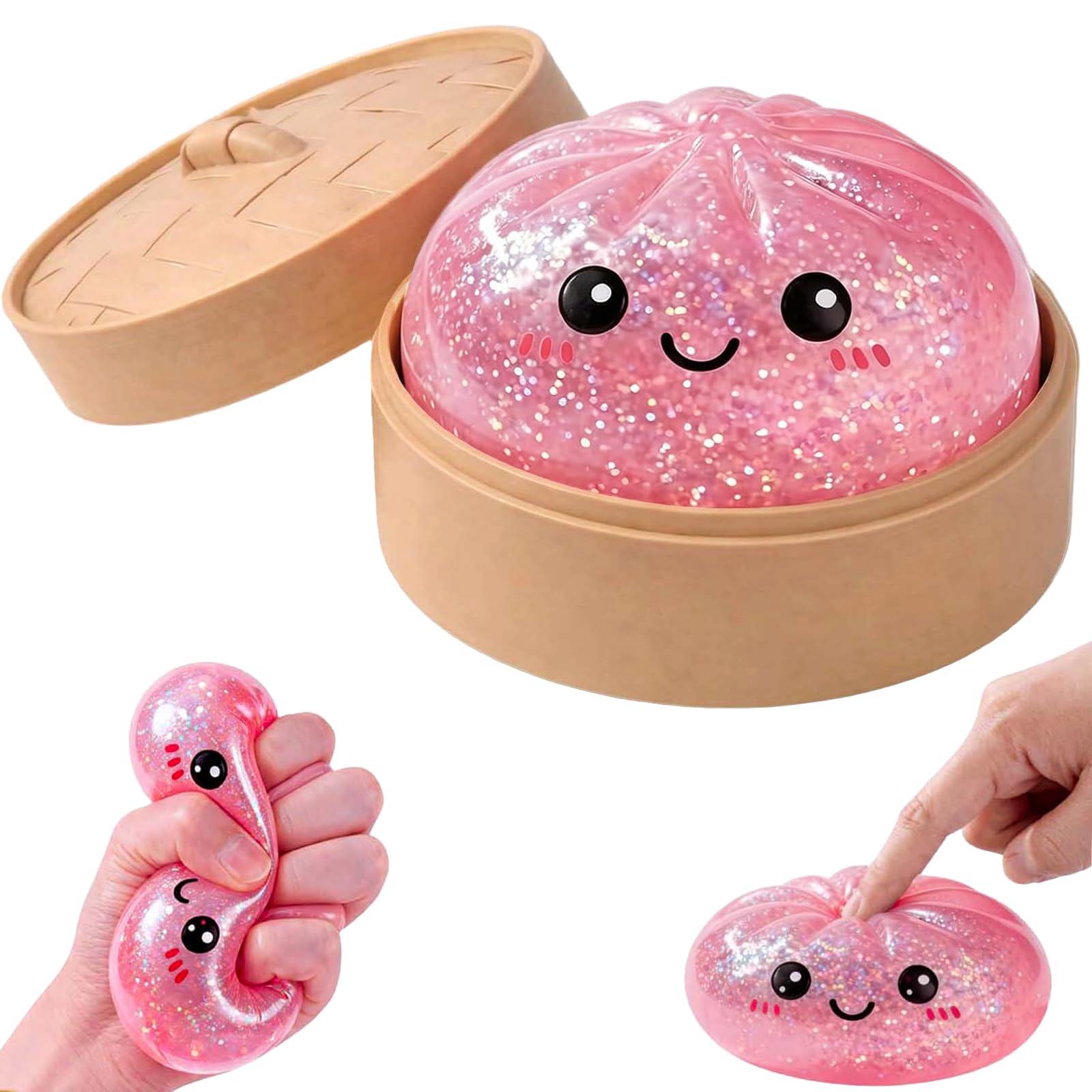 Dumpling Bao Squishy Toy, Glitter Dumpling Giant Squishy Fidget Toys, Viral Mystery Box Dumplings Squishies for Kids and Adults, Blind Box Stress Balls for Anxiety Relief