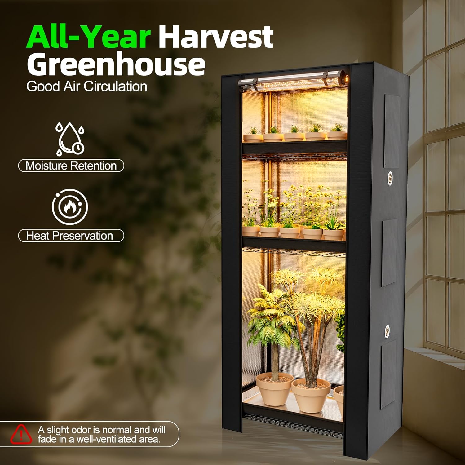 SPECILITE Plant Stand with Grow Tent Lights, 1680D High Reflective Cover, 10-Level Full Spectrum 5000K LEDs, 4-Tier Adjustable Metal Greenhouse（250 Lbs for Plant Growth, Seed Starting, 28"x14"x59"