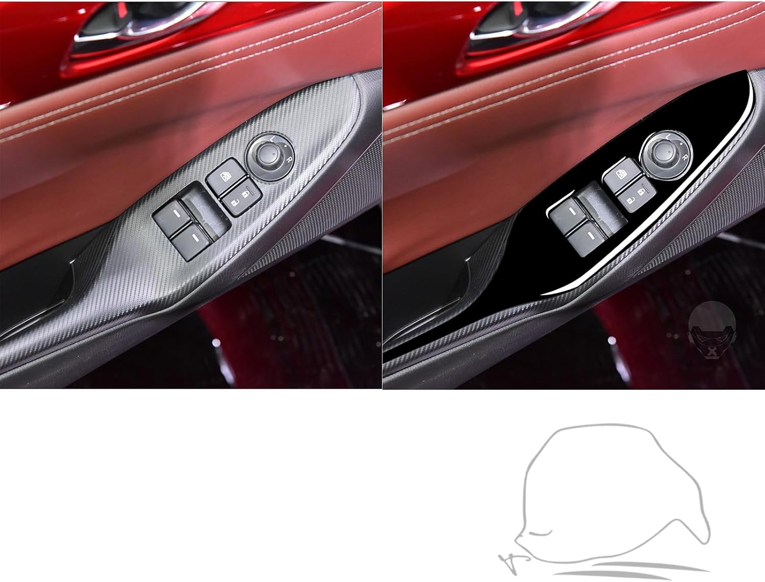 Glossy Piano Black Interior Accents Control Panel Protective Decor Cover Compatible with Mazda MX-5 2016-2020 (Window Base-Trim (2pc))