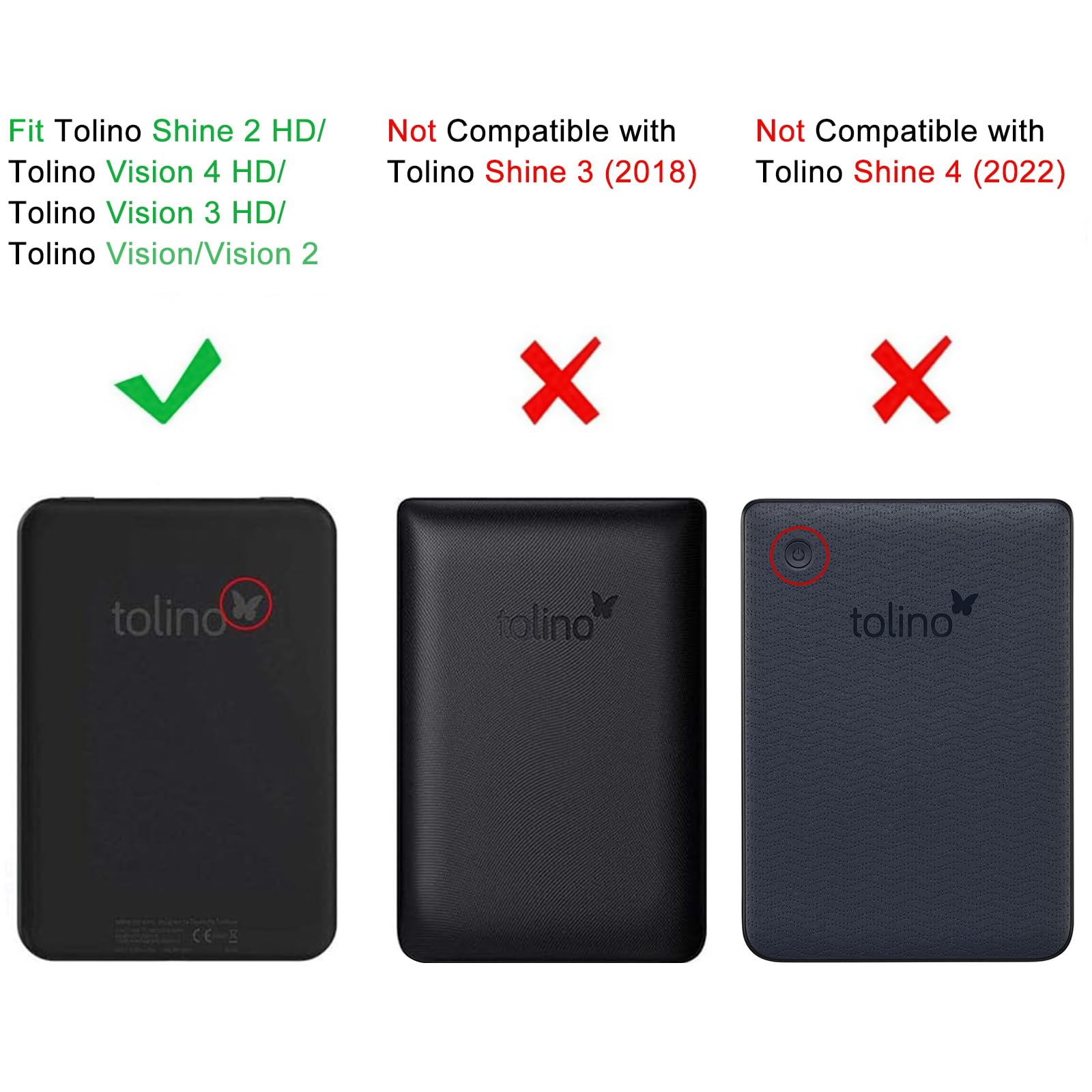 Fintie Etui do Tolino Vision 4 HD/Vision 3 HD/Vision 2 / Vision 1 / Shine 2 HD eReader - ultracienkie etui ochronne z trybem uśpienia i zamknięciem magnetycznym, czarne